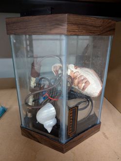 Small hexagonal aquarium and accessories