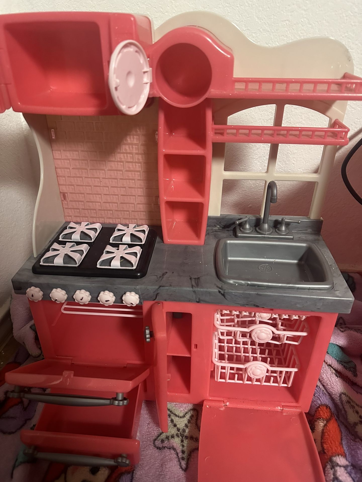 kitchen with mini brands and american girl doll food