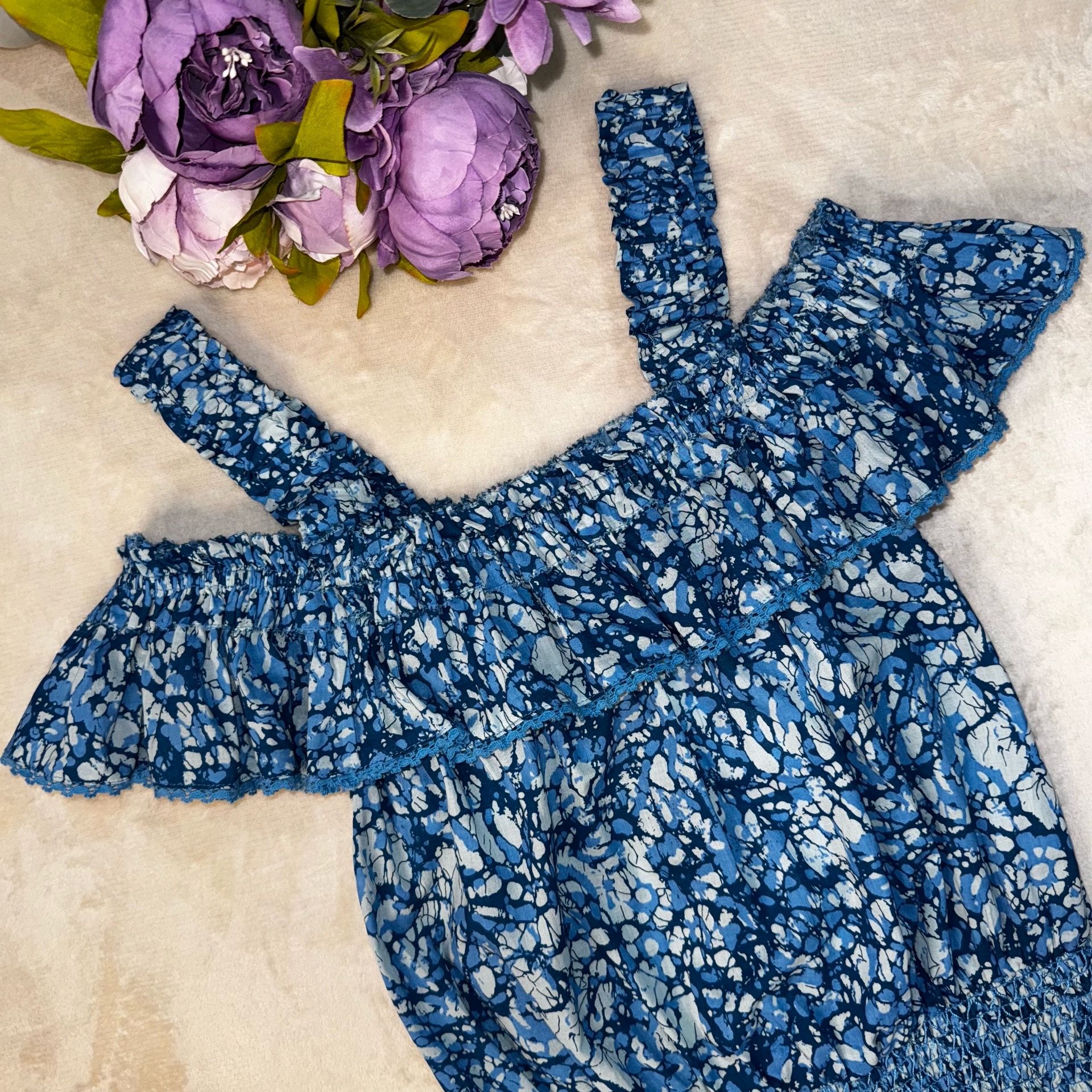 NWT House of Harlow Blue Off the Shoulder Blouse