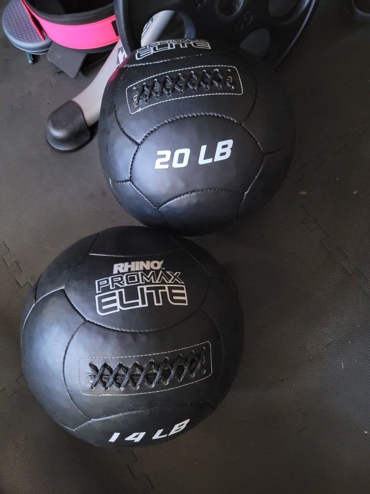 New Medicine Balls (1x14Lb and 1x20Lb) for $70 Firm (Walnut 91789)