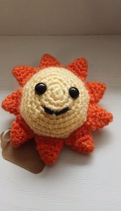 Handmade Crochet Sun Keychain