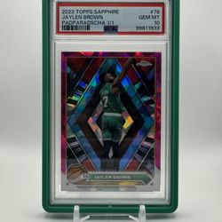 PSA 10 2023 Topps Chrome Sapphire Jaylen Brown Padparadscha 1/1