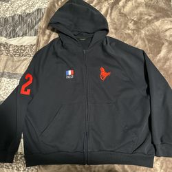 FW/22 Balenciaga Paris Polo zip hoodie Size 2, fits like L(measurements provided in pictures). Worn once, 10/10 condition, no flaws at all. Authentic 