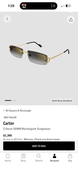 Cartier
Men's Rimless Metal Rectangle Sunglasses MSRP $1395 BRAND NEW