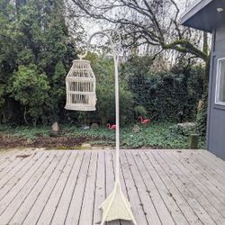 Vintage Rattan/Wicker Bird Cage & Stand