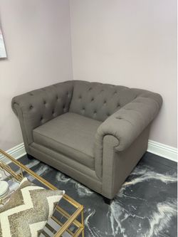 Living Spaces Patterson Tufted Oversized Chair Grey Gray - 2 available