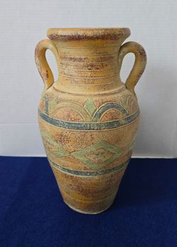 Vintage Terracotta Amphora Vase (13" Tall, 5 lbs)