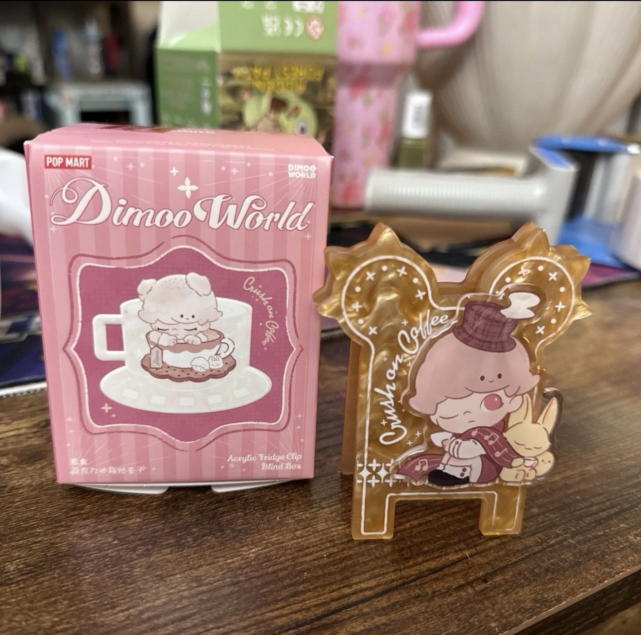Pop Mart Dimoo Crush On Coffee Acrylic Fridge Clip Secret - Share Together