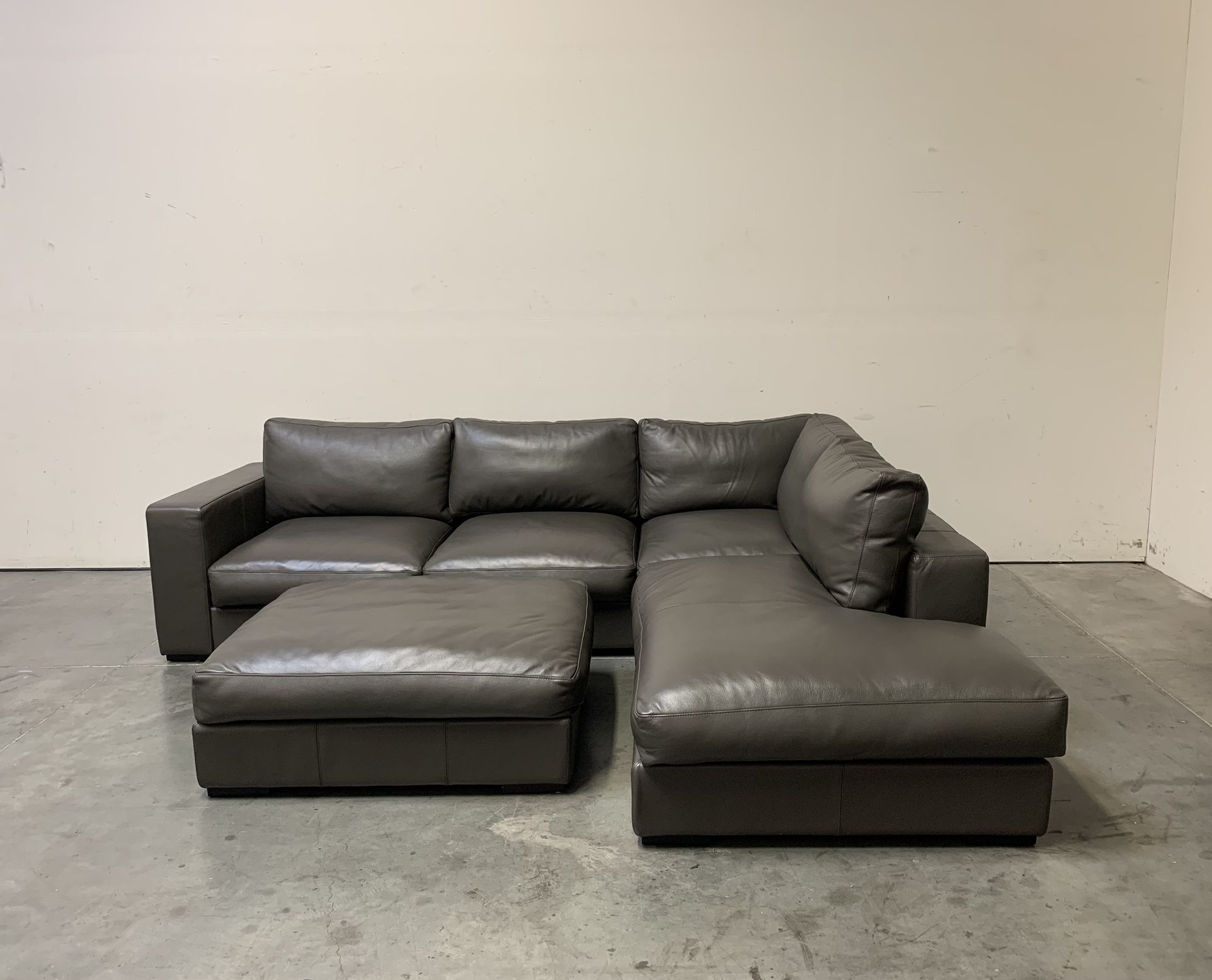 BoConcept, Modern Leather Sofa Sectional with Ottoman