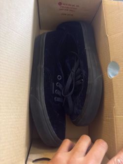 Dark blue velvet vans