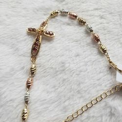 Ruby Red Cross Beaded Bracelet 