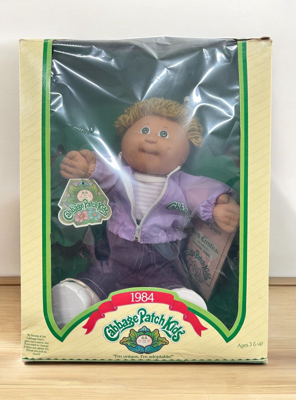 1984 Coleco Cabbage Patch Kids Doll W/Box Adoption Papers Glynnis Jerri RARE