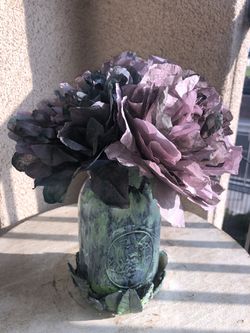 Handmade flowers with painted jar Thumbnail