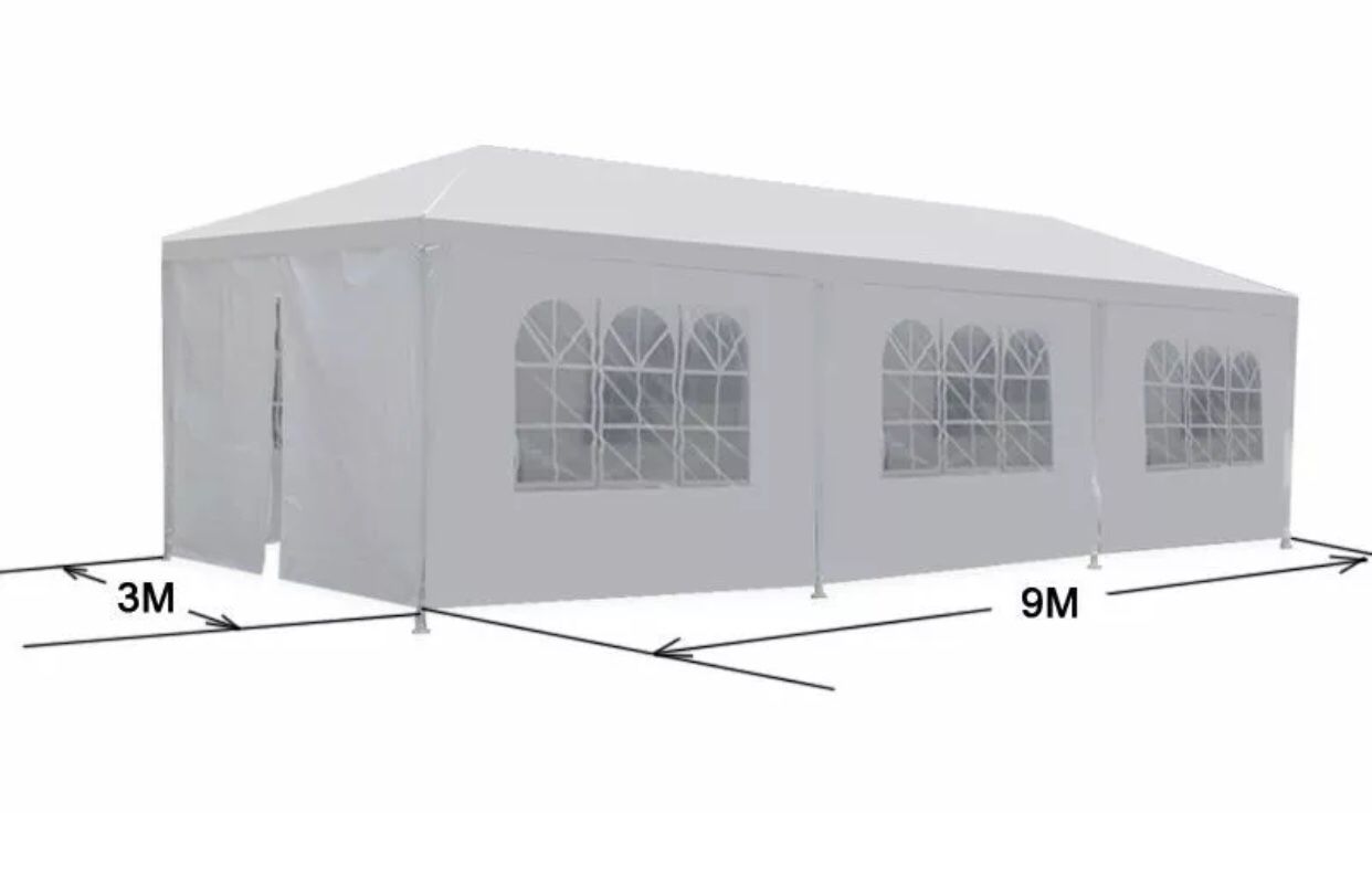 Canopy tent 10’x30’ , w/ 8 walls, carpa toldo armable de tubos metal, NEW