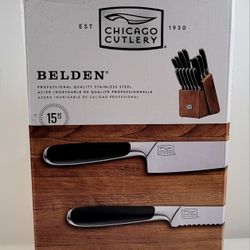 Chicago Cutlery Belden 15 Piece Premium Kitchen Knife Set with Cherry-Stain