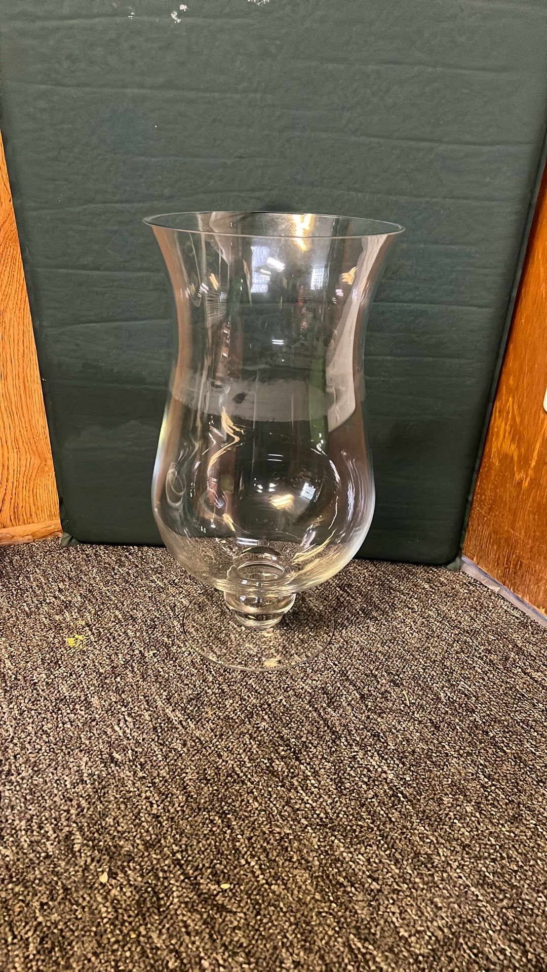 Clear Glass 16” Tall Hurricane Candle Holder/Vase Footed and Flared Shape 