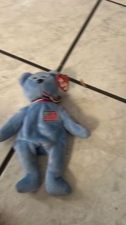 Ty Beanie Baby Blue Bear with American Flag
