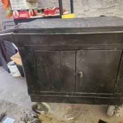 Lipped Shelf Utility Cart with Cabinet - 8" Pneumatic Wheels, 45 x 25 x 37"