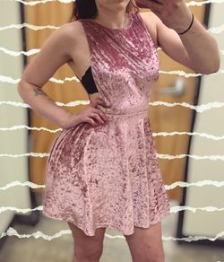 Tiger Mist Light Pink Velvet Skater Dress 