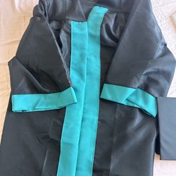 Graduation Gown and cap - Black And teal - Santiago high School 