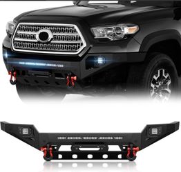 Front Bumper For Toyota Tacoma Compatible With 2016-2023 Toyota Tacoma 3rd Gen Equipped With 3 X LED Lights | Yzona  SKU:  XBCB-0079