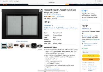 Pleasant Hearth Ascot Small Glass Fireplace Doors