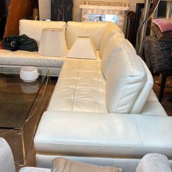 Couch Sectional White Leather 
