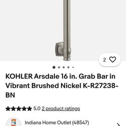 Kohler 16" Grab Bar In Brushed Nickel