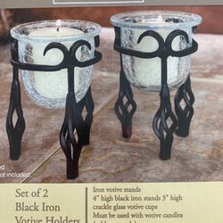 Black Iron Votive  Candle Holders NEW set Of 2  $5