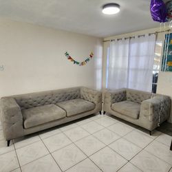 Living Room Set Sofa Chair Loveseat "CARLO PERAZZI" Like NEW Microfiber Suede