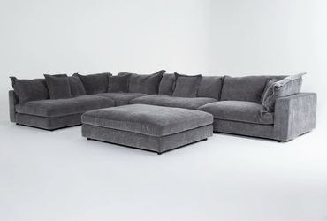 Large Grey L Shaped Sectional Couch For Sale