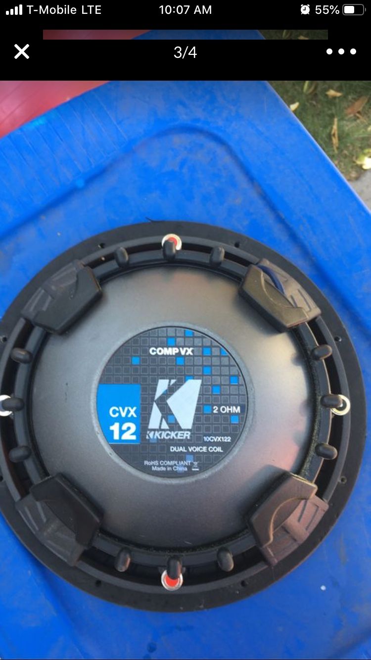 KICKER Subwoofer CVX 12” DUAL OHM 750 watts RMS