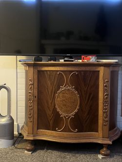 Antique 19 50 / 19 60 storage cabinet with mix veneer