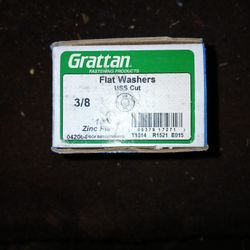 3/8 inch Flat Washers, New, Uss Cut, Plated, 100 pcs.