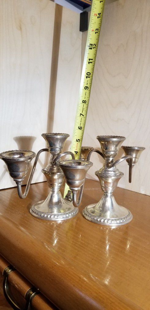 Pair Of Rogers sterling silver candelabra
