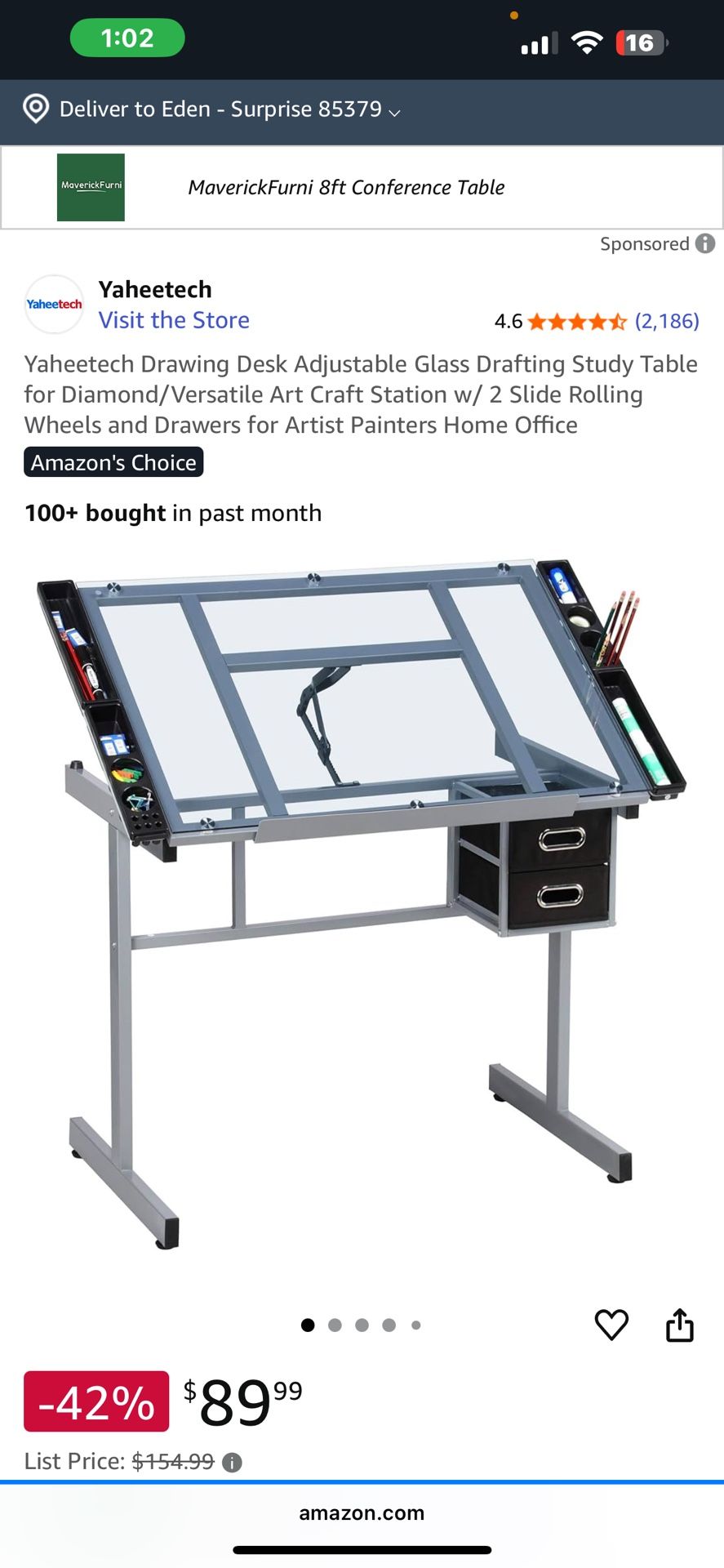 🔥 New Art Desk From Amazon $70 Glass Top