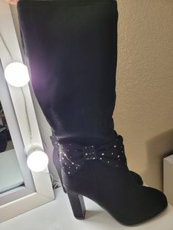 Mid Calf Dress High Heel Boots Wide Calf 