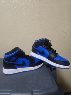 Air Jordan 1 Mid Royal Blue Black Sneakers 7Y