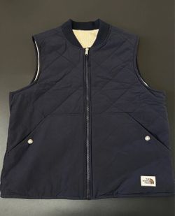 The North Face Reversible Vest Navy blue Quilted Sherpa Lined Full Zip medium