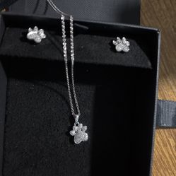Diamond Silver Paw Necklace