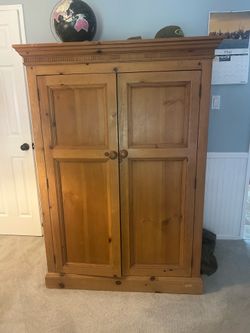 Solid Pine armoire and bookshelf