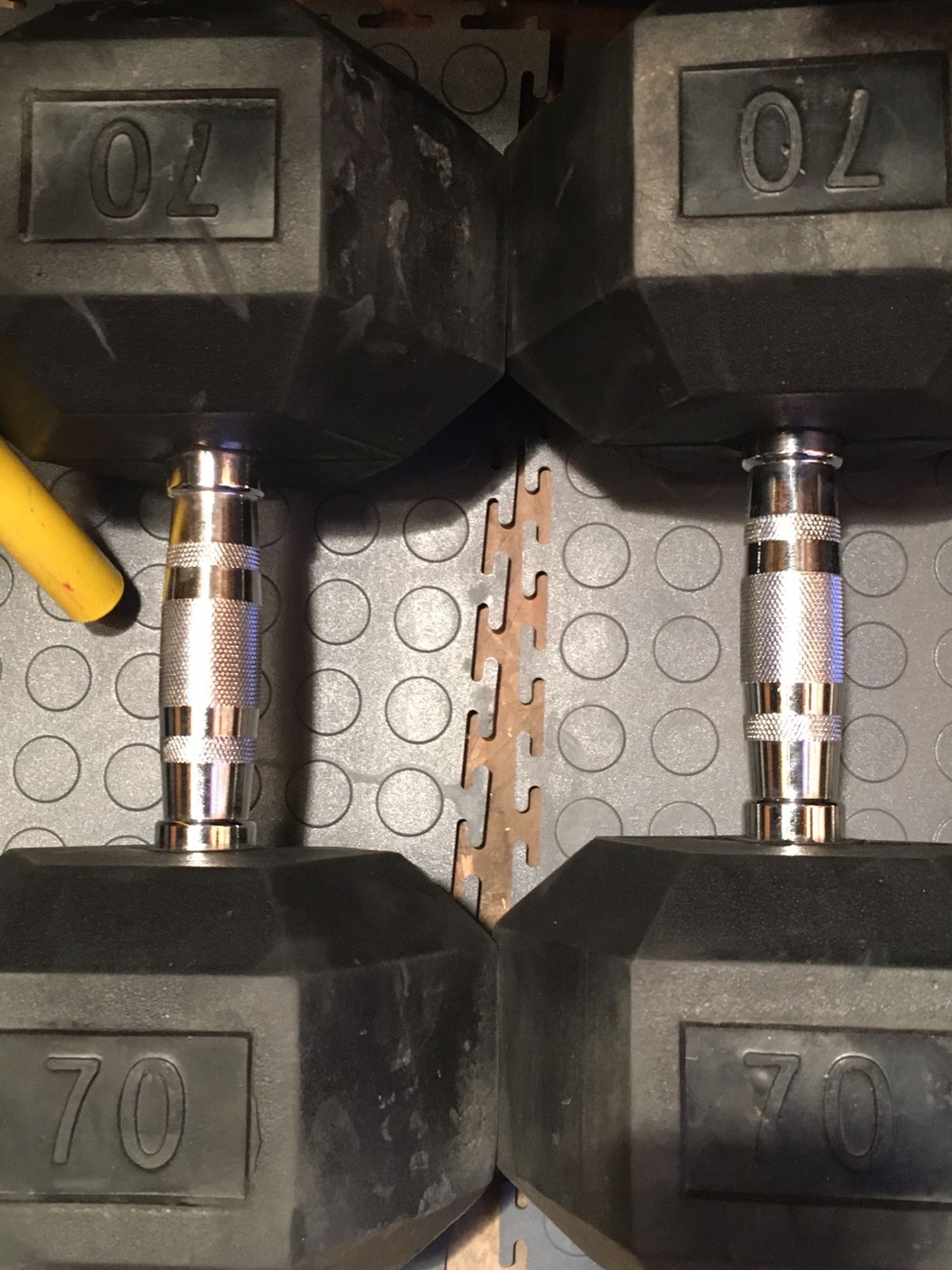 70lb Rubber Hex Dumbbells
