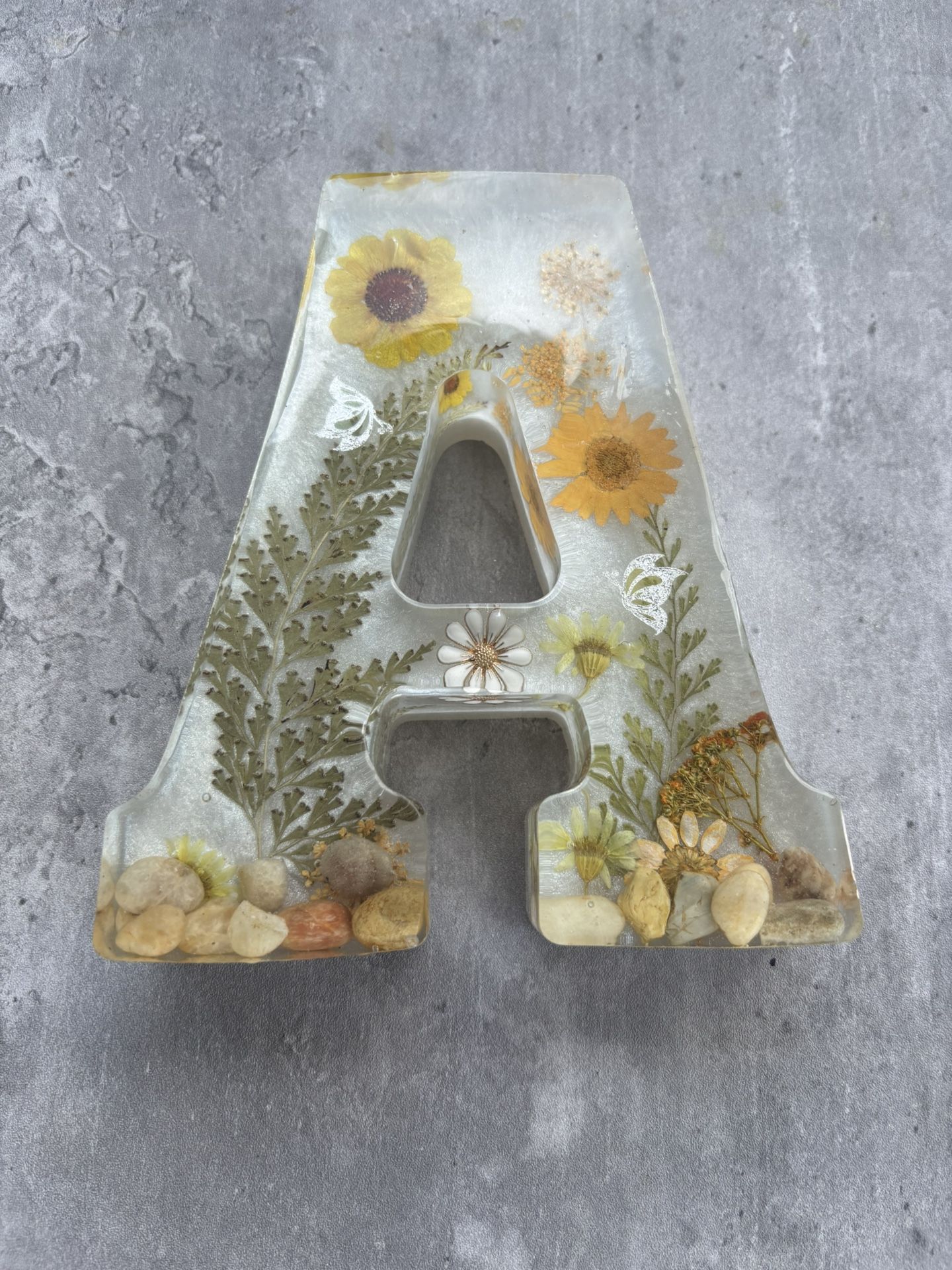 Decorative Letter A with Dried Flowers