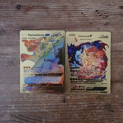 V evolution charizard gold & Pikachu & Zekrom gx