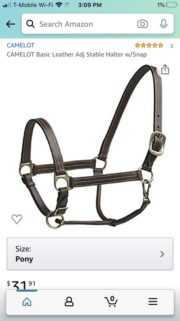 Adjustable leather halter pony size