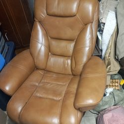 Genuine leather sofa chair and foot rest