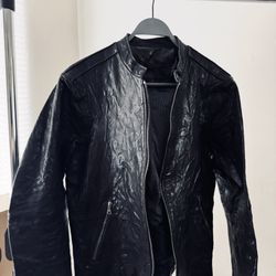 John Varvatos Leather Jacket – Dark Brown/Black, Wrinkled Leather, Fit Size M, Limited Edition