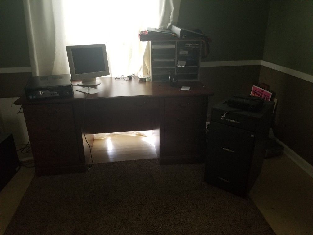 Desk with computer