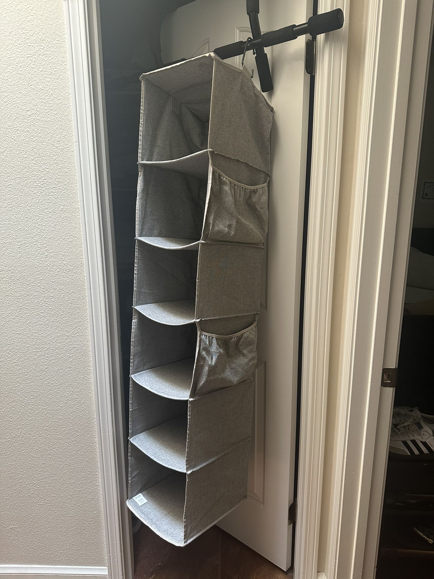 Hanging Shoe Shelves - 6 Sections - Closet Organizer - Grey
