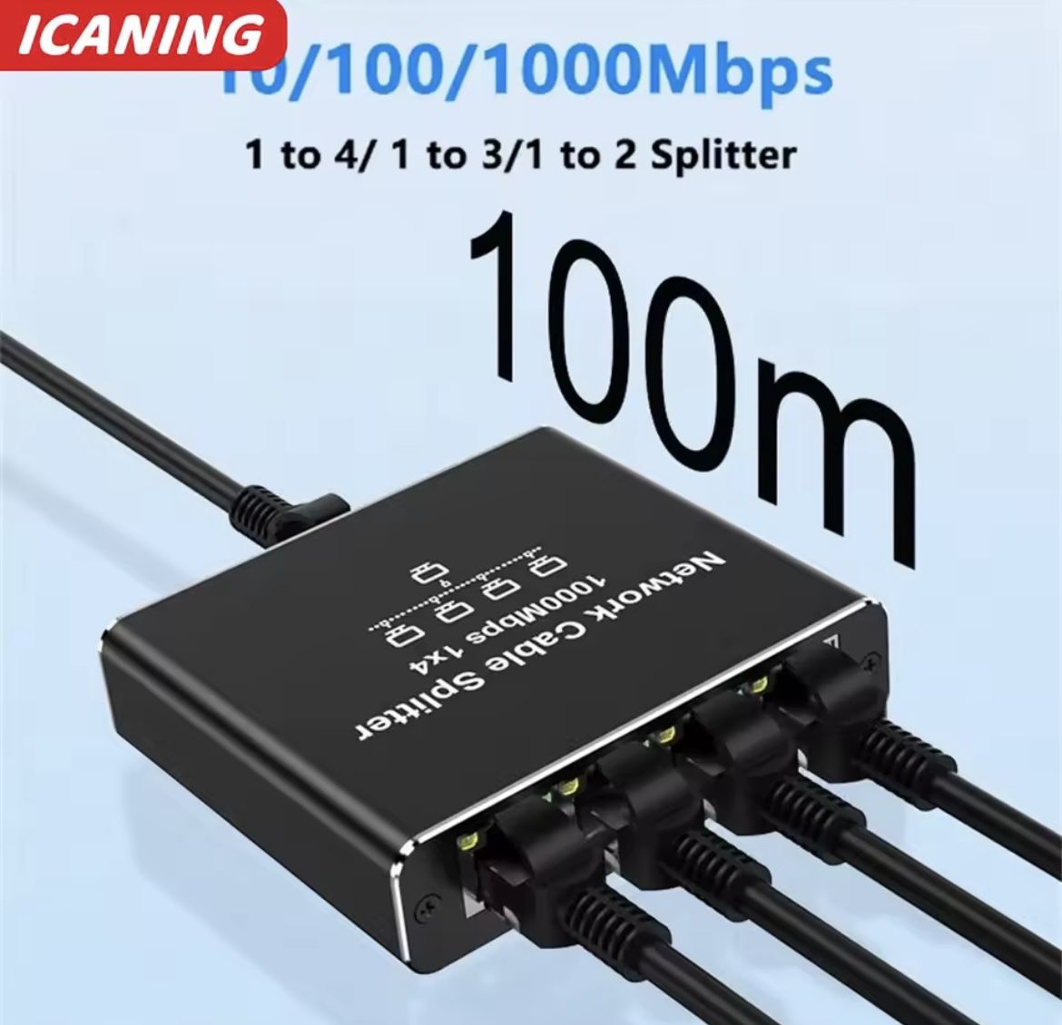 1000Mbps 1 in 4 Out Ethernet Adapter 1 to 2/3/4 RJ45 LAN Internet Splitter Cat 6 RJ45 Gigabit Switch for PC Laptop TV Box Router